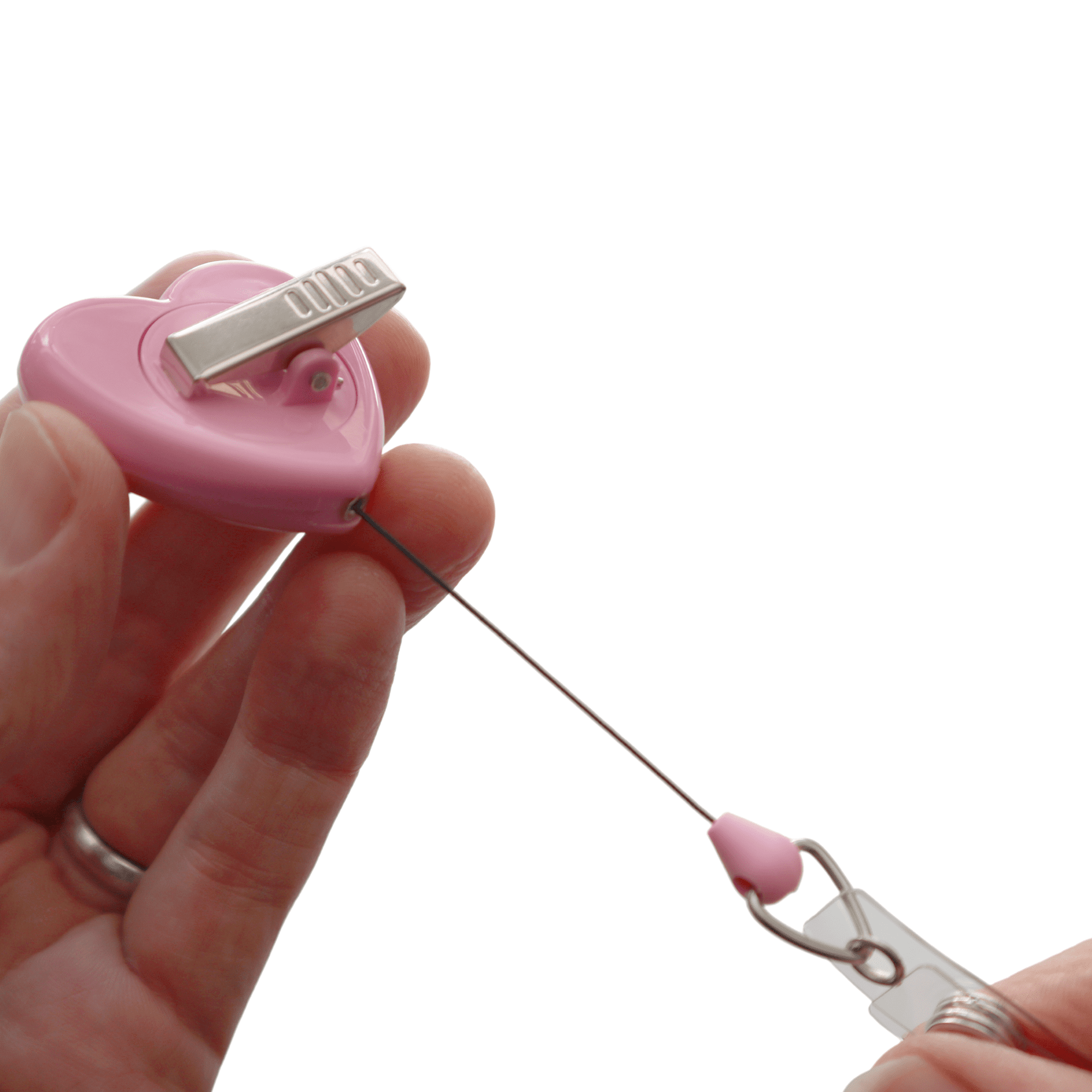 Heart Shaped Retractable Badge Reel with Rotating Swivel Spring Clip - Cute Heavy Duty Name Tag Reels for Nurses, Pediatrics, Teachers, EKG and More by Specialist ID (Pink)