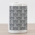 thumbnail image 3 of Gothic Ceramic Toothbrush Holder, Damask Inspired Ornamental Flourishes Abstract Floral Skull Motif Royal Foliage, Decorative Versatile Countertop for Bathroom, 4.5" X 2.7", Grey White, 3 of 4