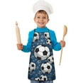 thumbnail image 2 of Blue Soccer Balls Pattern Kids Aprons for Girls and Boys,Adjustable Neck Strap Toddler Aprons for Kids Cooking Baking, 2 of 7