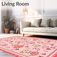 thumbnail image 2 of ODIKA 3'x5' Machine Washable Non-Slip Area Rug, Numbered Leap Design with Storybook Character Illustrations High Traffic Rug, Pink, 725466, 2 of 7