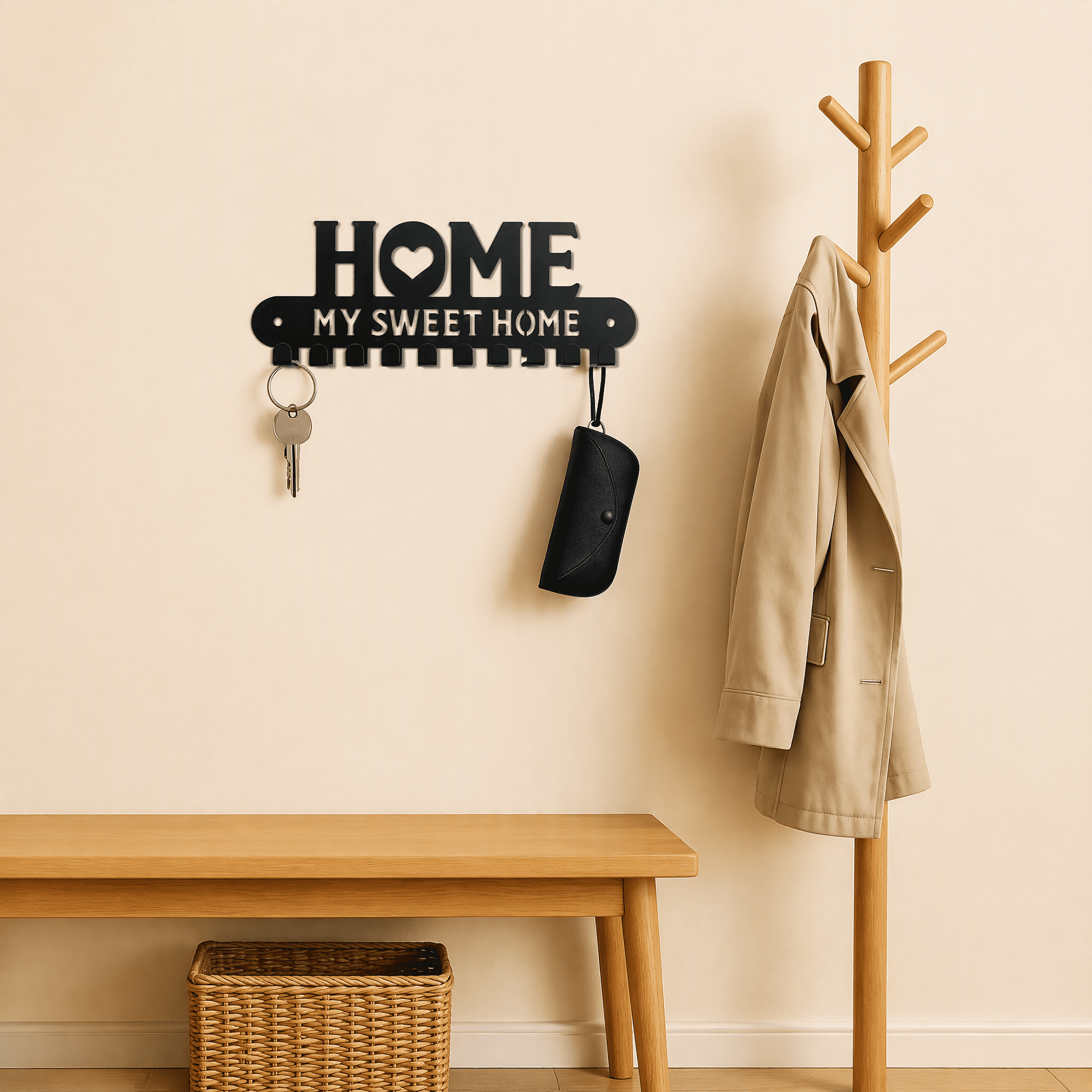 2-in-1 Halloween Christmas Wall Key Holder with Sturdy iron Hooks Entryway Organizer Holiday Home Decor