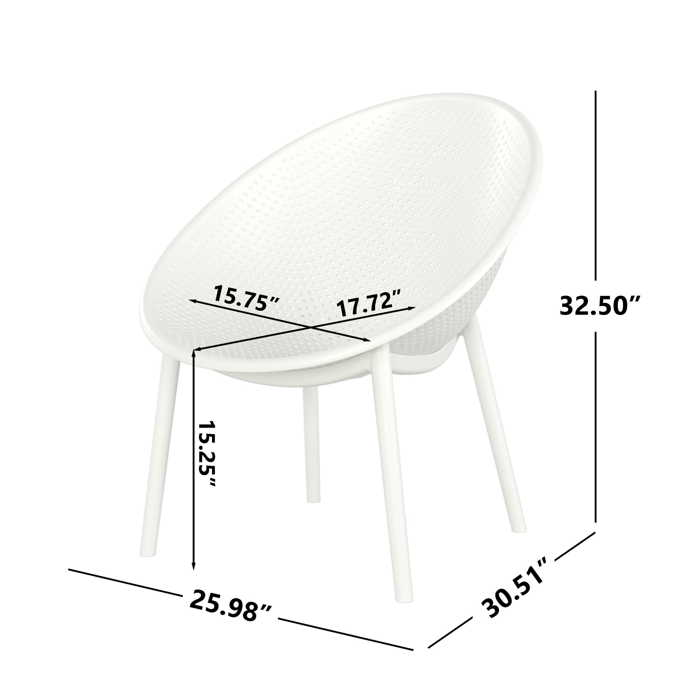 Kaia Modern Outdoor Patio Accent Chairs, Minimalist Design, White, Set of 2