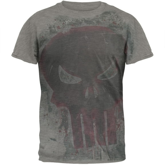 The Punisher - Distressed Bloody Skull All Over Soft T-Shirt - Medium