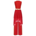 thumbnail image 2 of TSSOE Women's Praise Dance Overlays Dress Irregular Hem Dress with Metallic Patchwork Pants Liturgical Dance Clothes Red M, 2 of 7