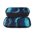 thumbnail image 5 of Lsque Blue Marble And Gold Printed Big Capacity PU Leather Pencil Case Large Pencil Pouch Stationery Pen Bag Pencil Holder for Teen, 5 of 6