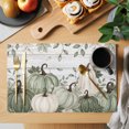 thumbnail image 2 of Sage Green Fall Placemats Set of 6, Pumpkin Botanical Thanksgiving Vintage Washable Wipeable Table Mats for Dining Tables, Indoor Outdoor Kitchen Place Mats for Holiday Party Table Decor, 2 of 9
