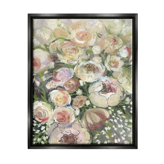 Stupell Abstract Blooming Garden Flowers Botanical & Floral Painting Black Floater Framed Art Print Wall Art