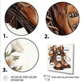 thumbnail image 3 of Designart "Western Boot with Brown Flower Blossoms I" People Framed Wall Art - International Brown Cowboys Hallway Framed Wall Art Decor, 3 of 6