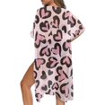 thumbnail image 5 of HELLHERO Half Sleeve Long Kimono Swimsuit Cover Up for Summer High Quality Fabrics Loose Women's Swimsuit Cover Up Shirt Light Pink Leopard Print, 5 of 5