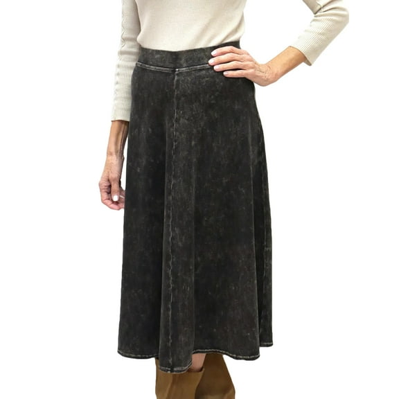 Hard Tail Flat Waist Midi Skirt B-154