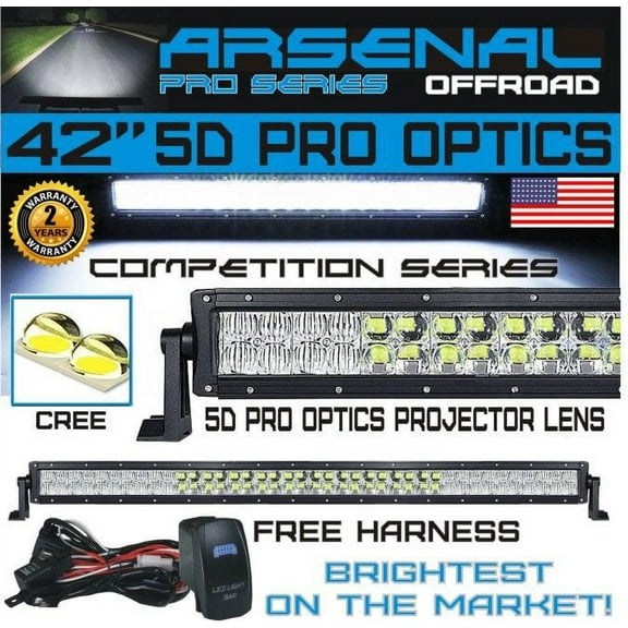 No.1 5D 42" Pro Optics Arsenal Offroad LED Light Bar New 2018 Design Flood/Spot