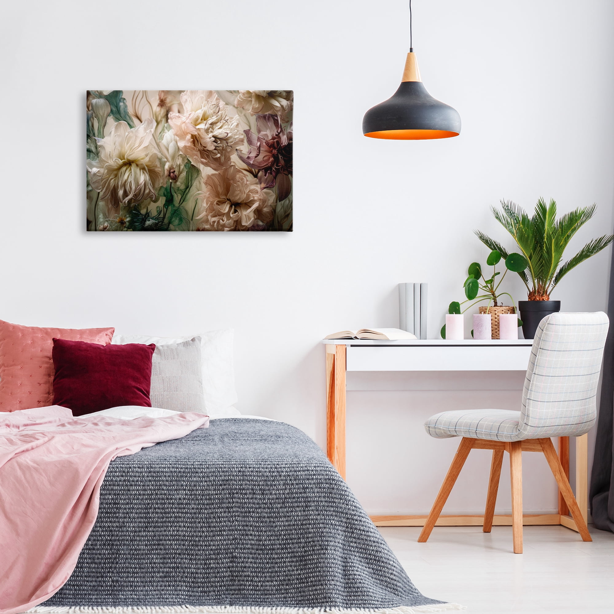 Stupell Industries Blush Toned Flowers Plants & Flowers Painting Wrapped Canvas Art Print Wall Art, 30 x 20