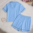 thumbnail image 4 of MEZZALL Girls Sleepwear Set 2pcs Tween Heart Print Lapel Short Sleeve Shirts Tops Shorts Pajamas Sets Soft Pajamas Sets Tops And Shorts Comfortable Loungewear For Kids Leisure Nightwear, 4 of 7