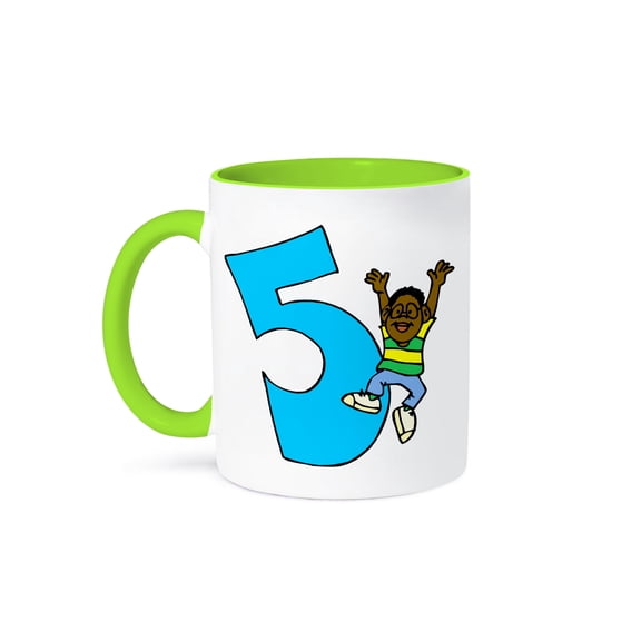 3drose, Five Year Old Birthday, 15oz Two-tone Green Mug