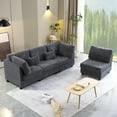 thumbnail image 3 of 4-Piece Modular Sofa Couch,Convertible Sectional Couches and Sofas, Modern L-Shaped Couch Sofa with 2 Amless Chairs and 2 Corner Chair, Corduroy Fabric for Living Room,Dark Gray, 3 of 10