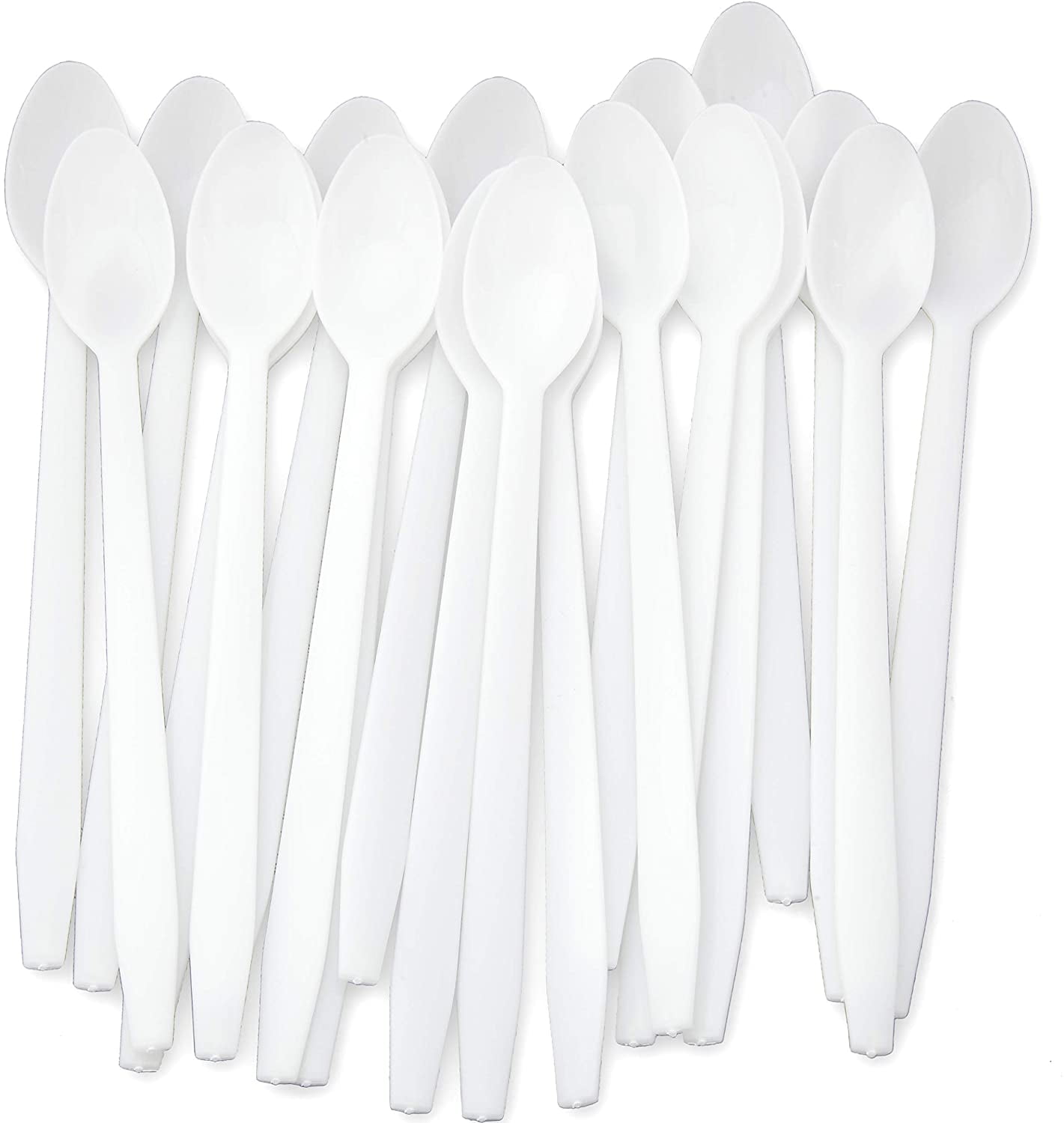 Avant Grub 8" White Plastic Long Handle Sundae Spoons, 100 Pack