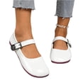 thumbnail image 3 of HTHLVMD Classic Mary Jane Style, Walking Shoes Women Slip On, Women's Round Toe Low Top Mary Jane Flats Soft Comfort Buckle Strap Casual Versatile Ballet Shoes, White 7.5, 3 of 5