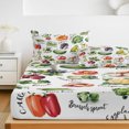 thumbnail image 6 of Twin Sze Fitted Sheet Set - Vegetables 2 Piece Bedding Sets 16" Deep Pocket Fitted Sheet with 1 Pillowcase, Watercolor Farmhouse Fruits Brushed Microfiber Hotel Luxury Bed Sheets, 6 of 9