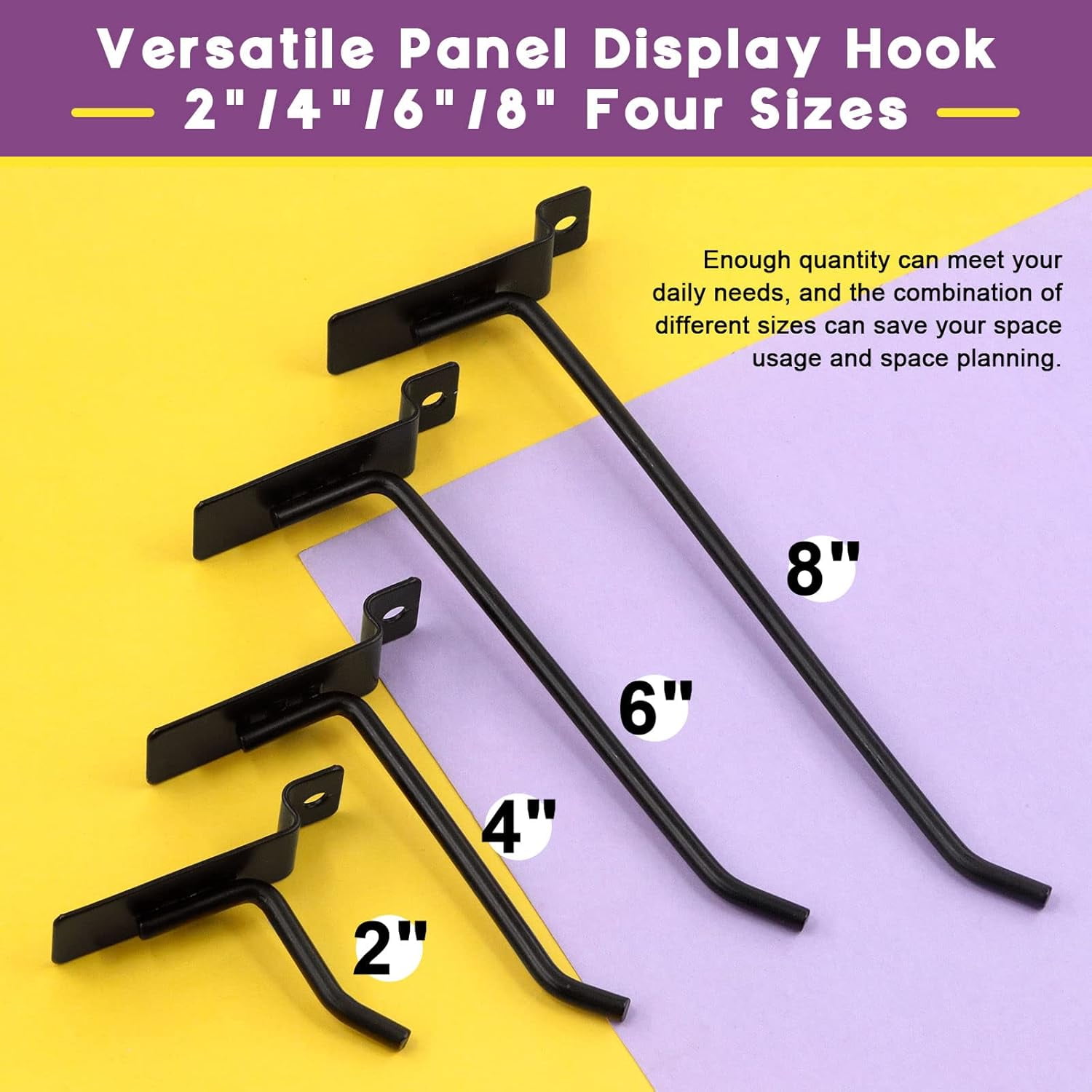 FEFEFW-32Pcs 4 Sizes 2" 4" 6" 8" Heavy Duty Slatwall Hooks Assortment Kit, Slatwall Accessories Slatwall Panel Hook Garage Organization Slat Wall Hooks Pegboard Gridwall Hook Display