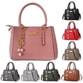 thumbnail image 3 of Single Shoulder Bag, Large Capacity PU Leather Pearl Decor Travel Storage Commuter Handbag Tote Purse Fashionable Accessory Versatile Satchel Everyday Carryall. Red, 3 of 6