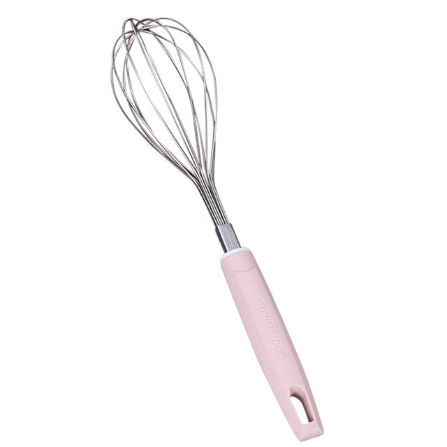Batidor de huevos de acero inoxidable con mango, herramienta para hornear pasta, batidor de crema, mezclador de masa manual