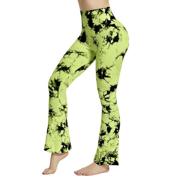 Felirenzacia Women's Flare Yoga Pants, High Rise Tummy Control Fitness Print Leggings for Gym, S,M,L