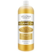 Sesame Seed Oil by Velona - 32 oz | 100% Pure and Natural Carrier Oil | Refined, Cold Pressed | Cooking, Skin, Hair, Body & Face Moisturizing | Use Today - Enjoy Results