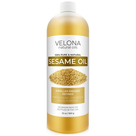 Sesame Seed Oil by Velona - 32 oz | 100% Pure and Natural Carrier Oil | Refined, Cold Pressed | Cooking, Skin, Hair, Body & Face Moisturizing | Use Today - Enjoy Results