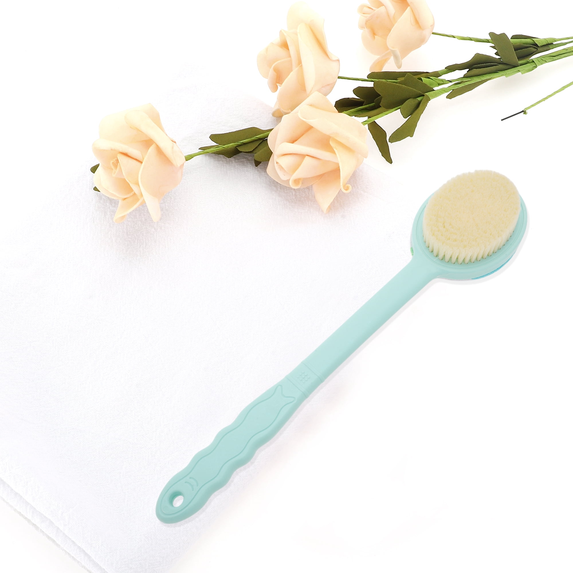 Unique Bargains 1pc Durable Long Handle Double-sided Bath Back Scrubber Green