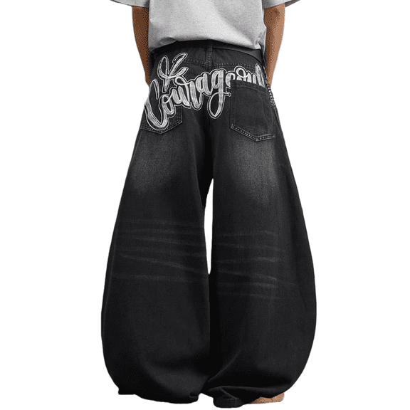 Mrmall Mens Baggy Jeans Y2K Loose Fit Y2K Vintage Barrel Denim Jeans for Men Wide Leg Jeans Streetwear
