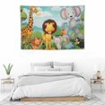 thumbnail image 4 of Orinice  Cartoon Tapestry, Comic Savannah Animals Playful Friendly Savannah Jungle Happy Wildlife Nature, Wide Wall Hanging for Bedroom Living Room Dorm, 60x40 Inch, Green Brown 60x40in, 4 of 7