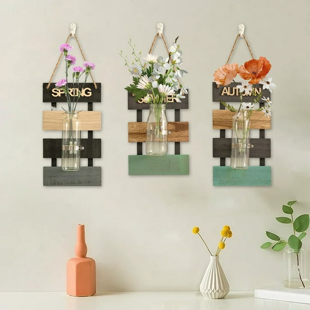 Jarrón Decorativo de Madera para Pared, para Sala de Estar, Hidropónico