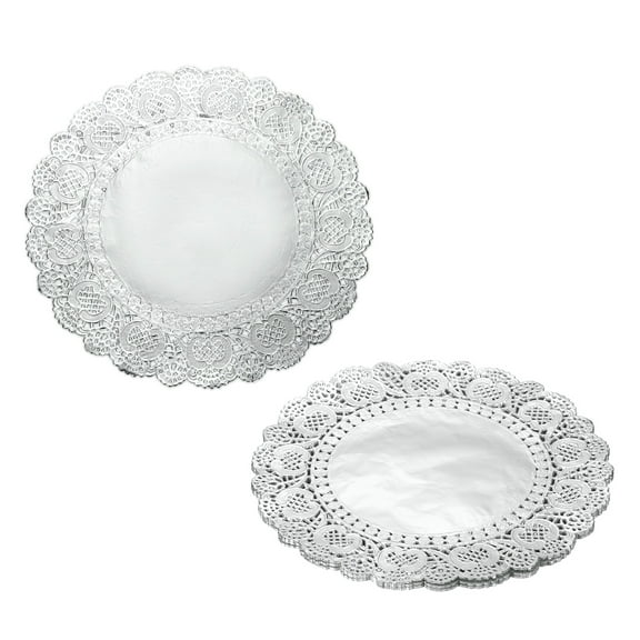 Uxcell Paper Doilies, Disposable Round Lace Paper Placemats Modern Decorative Placemats Table Mats - Fitting for (Baked/Fried Foods/Wedding/Party Decor/DIY), 12" & 50 Pack & Silver
