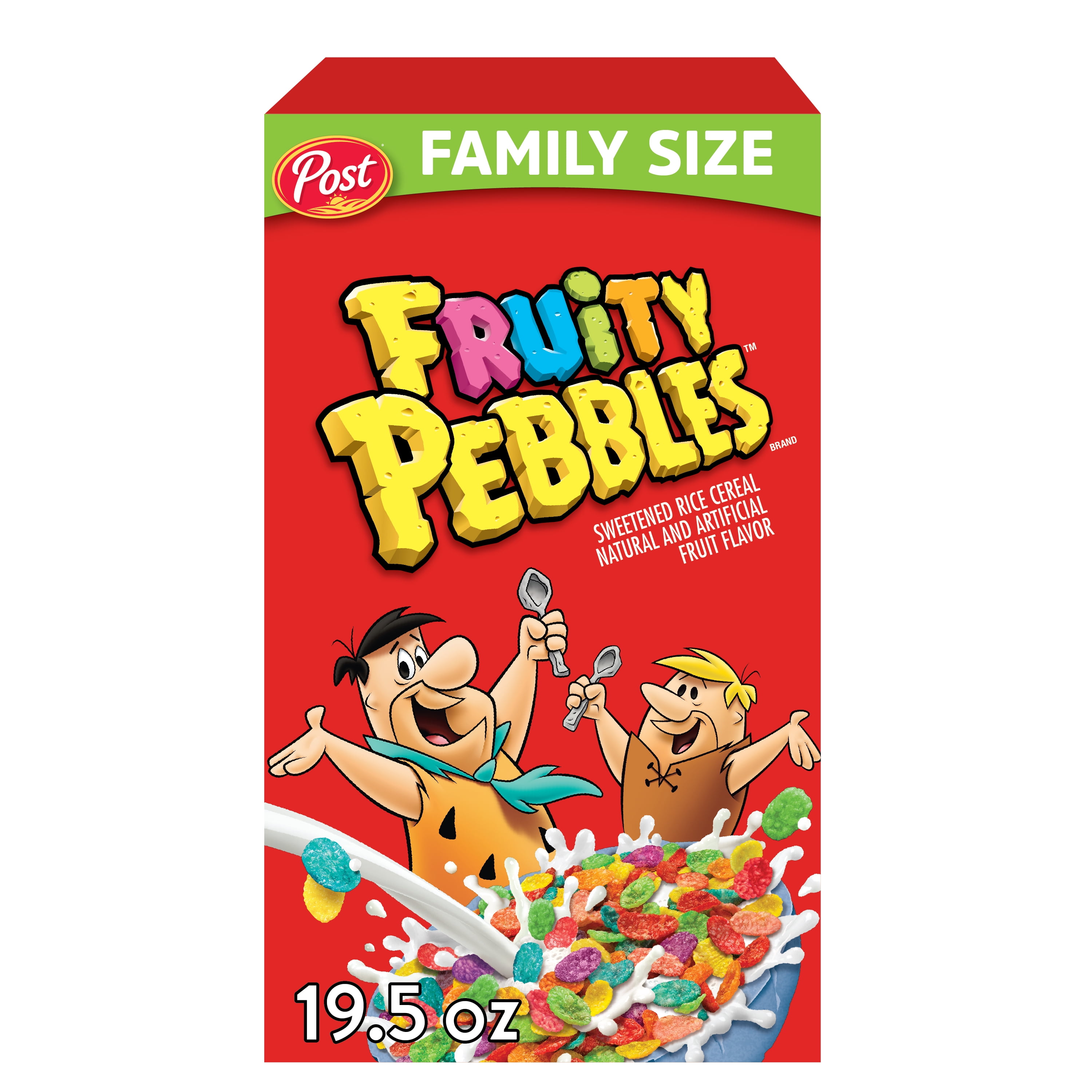 Post Fruity PEBBLES Breakfast Cereal, Gluten Free, 10  Vitamins and Minerals, Breakfast Snacks, 19.5 Oz