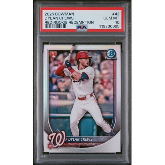 2025 Bowman Chrome Red Rookie Redemption Dylan Crews #42 RC PSA 10