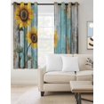 thumbnail image 2 of Summer Sunflower Blackout Curtains for Bedroom Living Room Darkening Curtains 54 Inch Long Blue Wood Grain Farmhouse Country Short Curtain for Small Window Treatment Grommet Drapes 52"x54"x2, 2 of 9