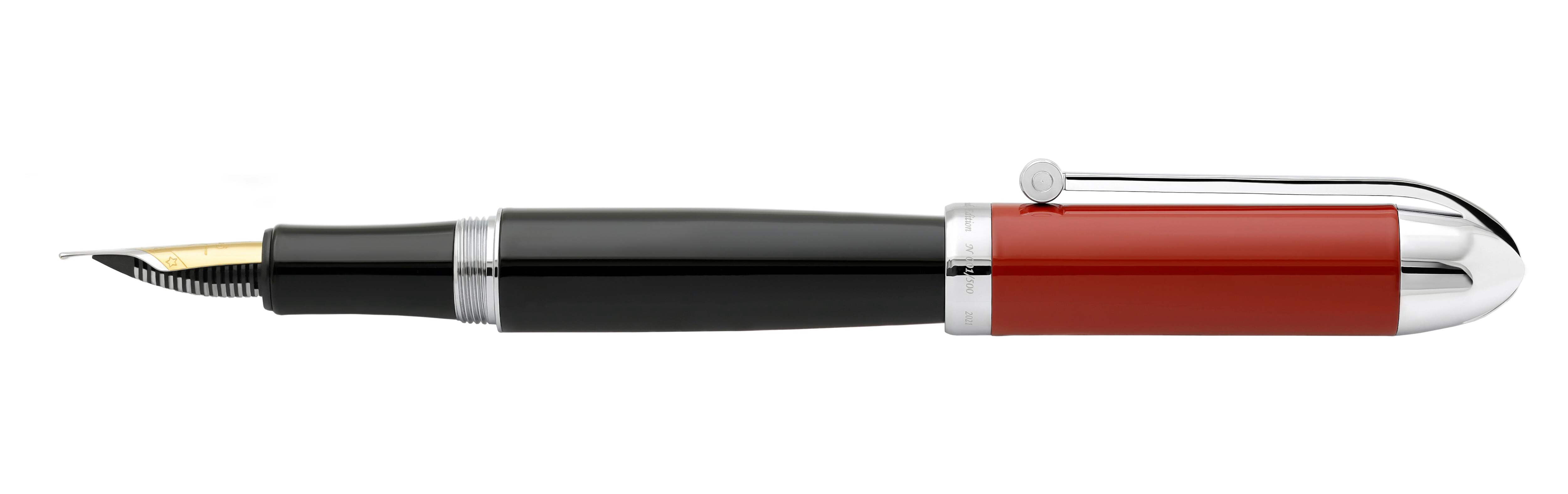 Xezo Xezo Visionary® Brass  Aluminum Enameled Fountain Pen (Fine Nib) - Red / Black