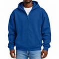 thumbnail image 4 of Hearthz Zipper Hoodies for Men Royal Blue Long Sleeve Drop Shoulder Sweatshirt for Men Oversized Y2k Trendy Streetwear Zipper Mens Sweatshirts Hoodies, 4 of 6