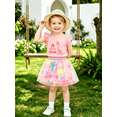 thumbnail image 2 of Girls Pink Dinosaur Outfits 2 Piece Dinosaur Skirt Sets Ruffle Sleeve Shirt Tulle Skirt 6-7 Years, 2 of 7