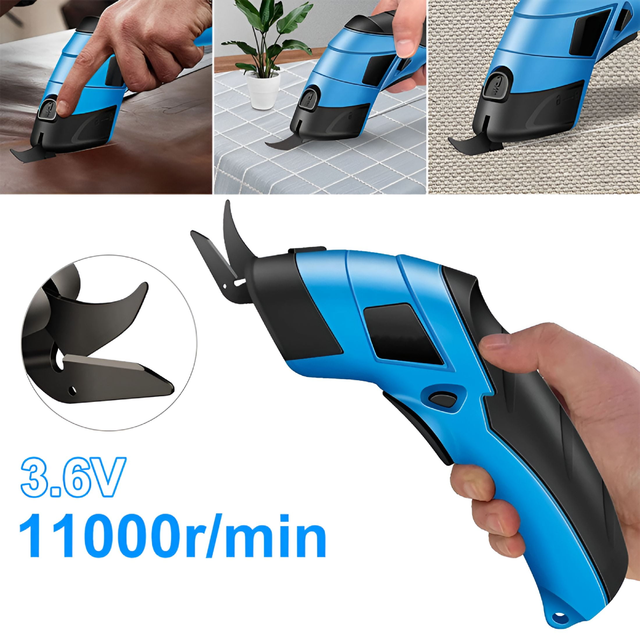 EXLEAF 2026 New Electric Scissors for Cutting Fabric Cardboard&Plastic Rechargeable Cordless Electric Scissors with 2 Blades Multifunctional Tool for Tailoring&Crafting Low Noise Performance
