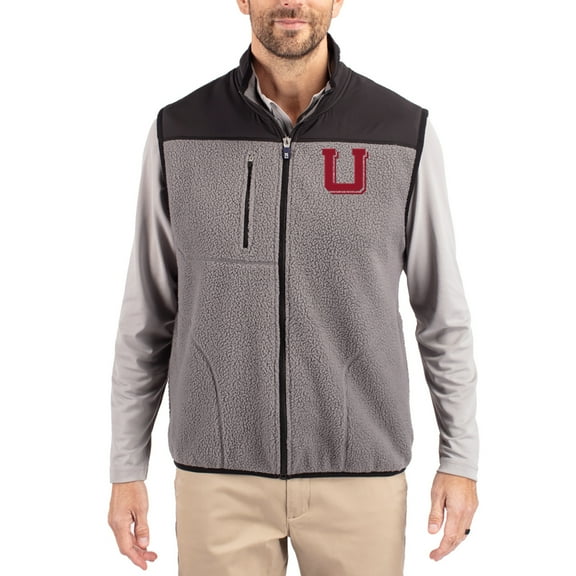 Men's Cutter & Buck Gray Utah Utes Cascade Eco Fleece Full-Zip Vest