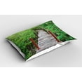 thumbnail image 2 of Ambesonne Beach Pathway Pillow Sham 2 Pack, Long Wooden Bridge, 36"x20", Green Brown and Redwood, 2 of 3