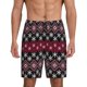thumbnail image 1 of Balery red Minimalist Snowflake Pantalones cortos de pijama de punto de algodón para hombre con cinturilla y bolsillos-Small, 1 of 6