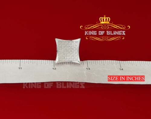 King of Bling's 0.35ct Diamond Stud Kite Earrings For Women White 925 Sterling Silver For Men