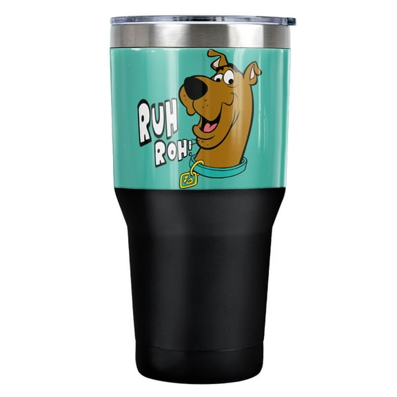Scooby-Doo Ruh Roh Face Stainless Steel Tumbler 30 oz Coffee Travel Cup, Vacuum Insulated & Double Wall with Leakproof Sliding Lid