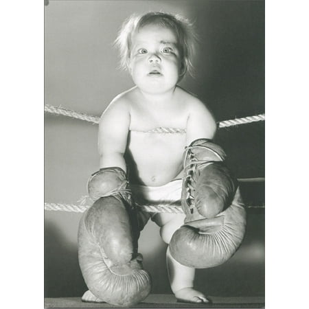 Boxing Fighter - Graphique de France Prize Fighter Baby Wearing Boxing Gloves Blank Note Card