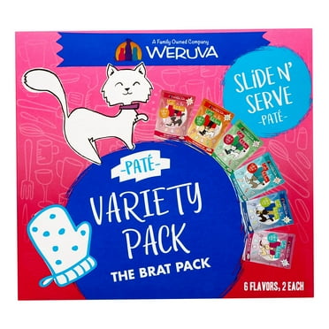 (12 Pack) Weruva Cats in the Kitchen Slide N' Serve Pate Variety Pack Wet Cat Food, 3 oz. Pouches