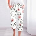 thumbnail image 2 of CZHJS High Waist Comfy Boho Summer Beach Pant Women Floral Printing Capris Hiking Pants for Ladies Pencil Pants Capri Yoga Leggings Compression Pants Workout Tights, 2 of 5