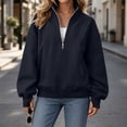 thumbnail image 3 of Horkkom Sweatshirt for Women Fashion Solid Color Casual Fall Tops Mock Neck Quarter Zip Pullover Daily Sweatshirt with Pockets XXL, 3 of 6