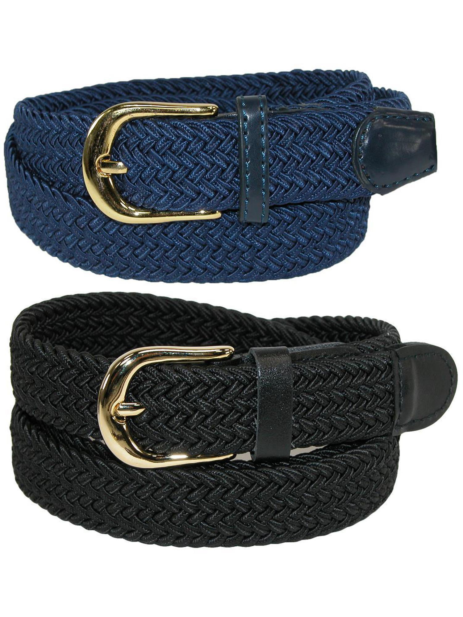 CTM - Women's Elastic Braided Stretch Belt (Pack of 2 Colors) - Walmart ...